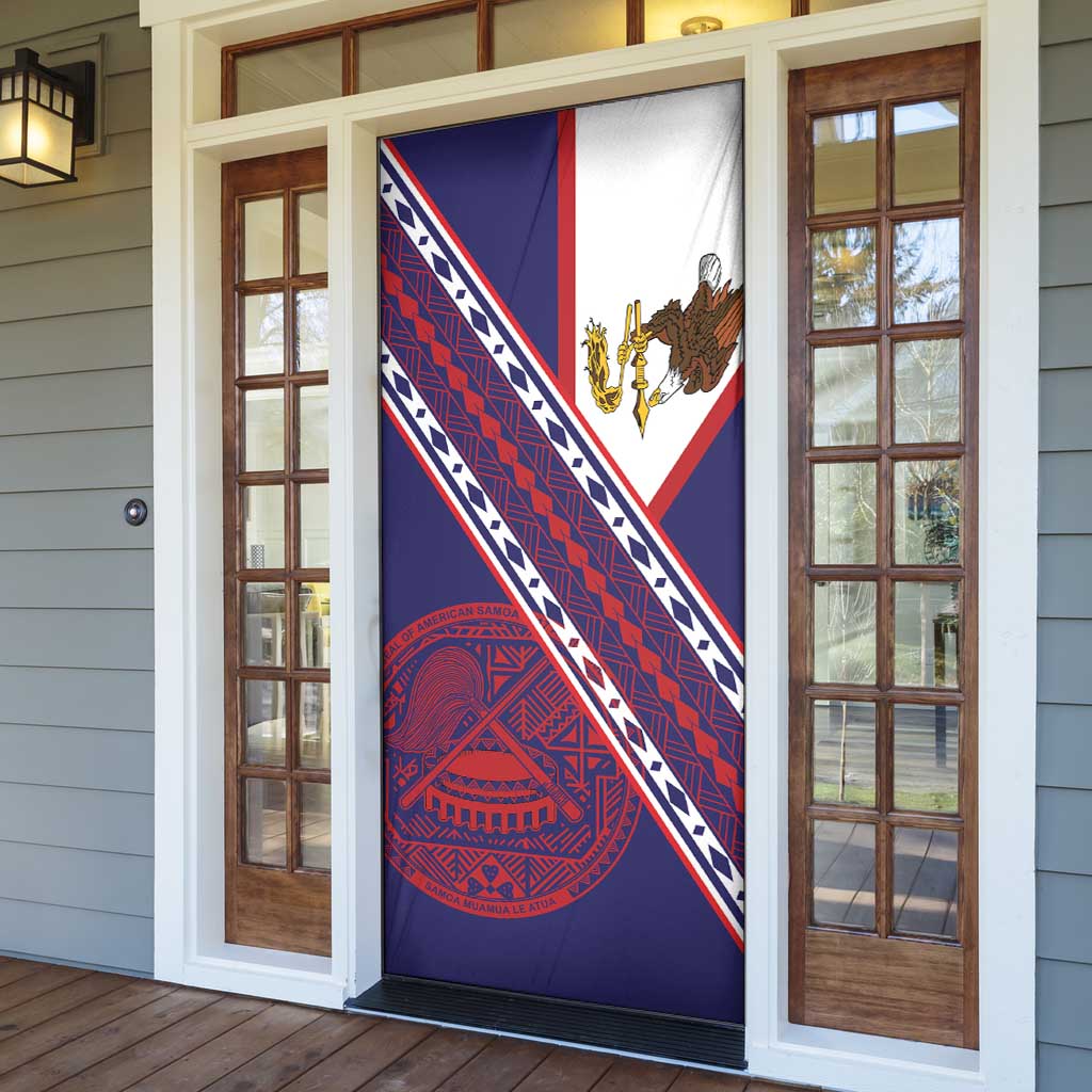 American Samoa Flag Day Door Cover Polynesian Tribal Tattoo Eagle Art