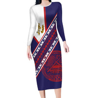 American Samoa Flag Day Family Matching Long Sleeve Bodycon Dress and Hawaiian Shirt Polynesian Tribal Tattoo Eagle Art