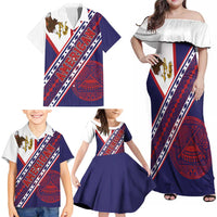 American Samoa Flag Day Family Matching Off Shoulder Maxi Dress and Hawaiian Shirt Polynesian Tribal Tattoo Eagle Art LT19 - Polynesian Pride
