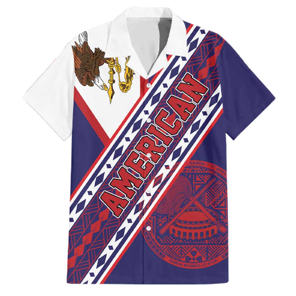 American Samoa Flag Day Family Matching Off Shoulder Maxi Dress and Hawaiian Shirt Polynesian Tribal Tattoo Eagle Art LT19 Dad's Shirt - Short Sleeve Navy - Polynesian Pride