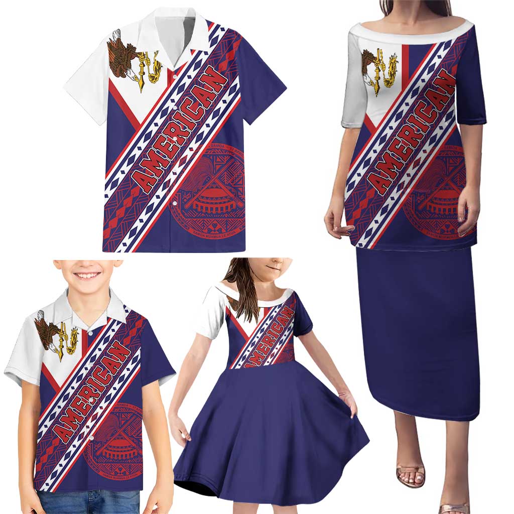 American Samoa Flag Day Family Matching Puletasi and Hawaiian Shirt Polynesian Tribal Tattoo Eagle Art
