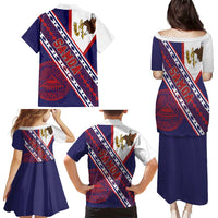 American Samoa Flag Day Family Matching Puletasi and Hawaiian Shirt Polynesian Tribal Tattoo Eagle Art