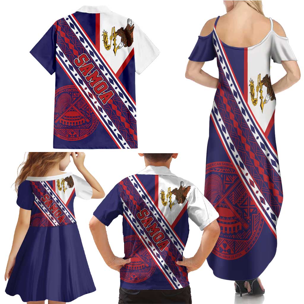 American Samoa Flag Day Family Matching Summer Maxi Dress and Hawaiian Shirt Polynesian Tribal Tattoo Eagle Art LT19 - Polynesian Pride