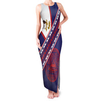 American Samoa Flag Day Family Matching Tank Maxi Dress and Hawaiian Shirt Polynesian Tribal Tattoo Eagle Art LT19 Mom's Dress Navy - Polynesian Pride