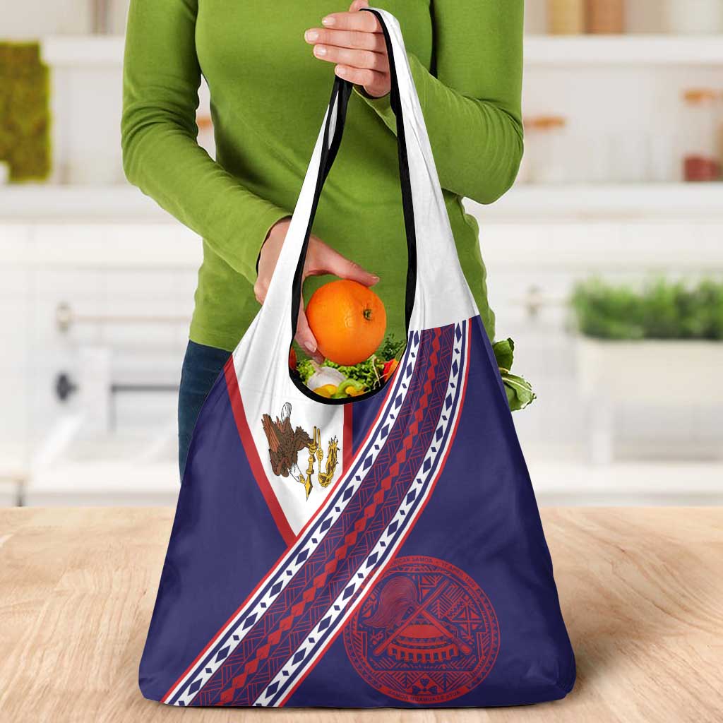 American Samoa Flag Day Grocery Bag Polynesian Tribal Tattoo Eagle Art