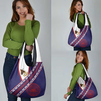 American Samoa Flag Day Grocery Bag Polynesian Tribal Tattoo Eagle Art