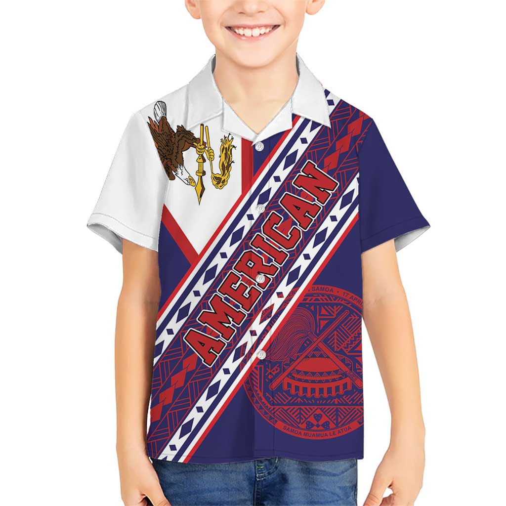 American Samoa Flag Day Kid Hawaiian Shirt Polynesian Tribal Tattoo Eagle Art