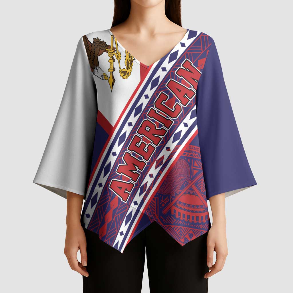 American Samoa Flag Day Kimono Sleeve Blouse Polynesian Tribal Tattoo Eagle Art