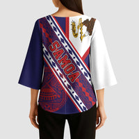American Samoa Flag Day Kimono Sleeve Blouse Polynesian Tribal Tattoo Eagle Art