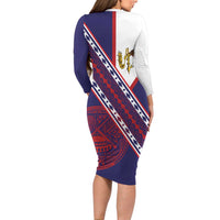 American Samoa Flag Day Long Sleeve Bodycon Dress Polynesian Tribal Tattoo Eagle Art