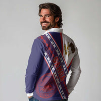 American Samoa Flag Day Long Sleeve Polo Shirt Polynesian Tribal Tattoo Eagle Art