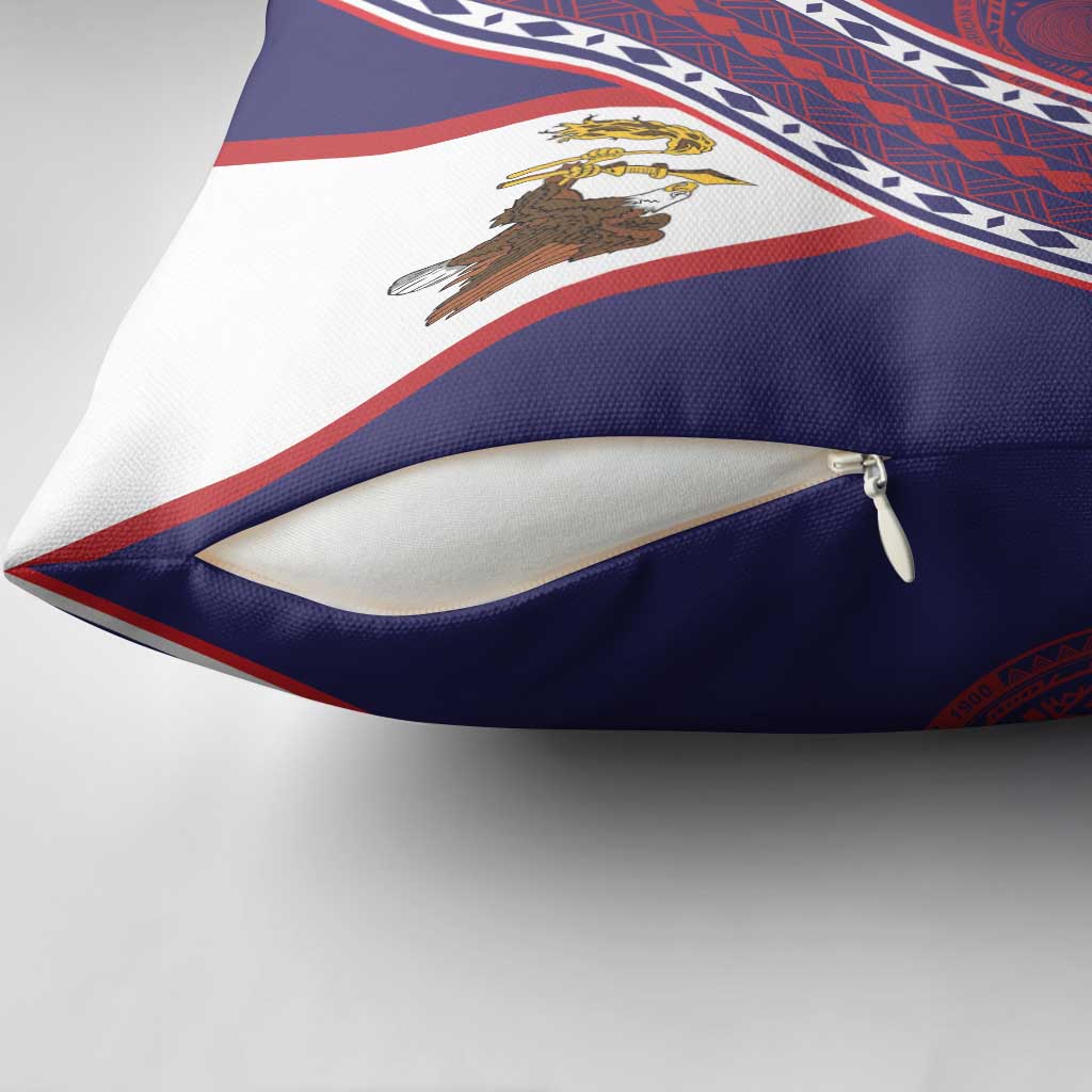 American Samoa Flag Day Pillow Cover Polynesian Tribal Tattoo Eagle Art
