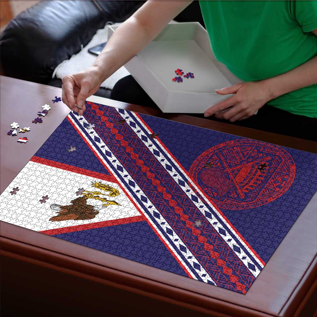 American Samoa Flag Day Puzzle Polynesian Tribal Tattoo Eagle Art