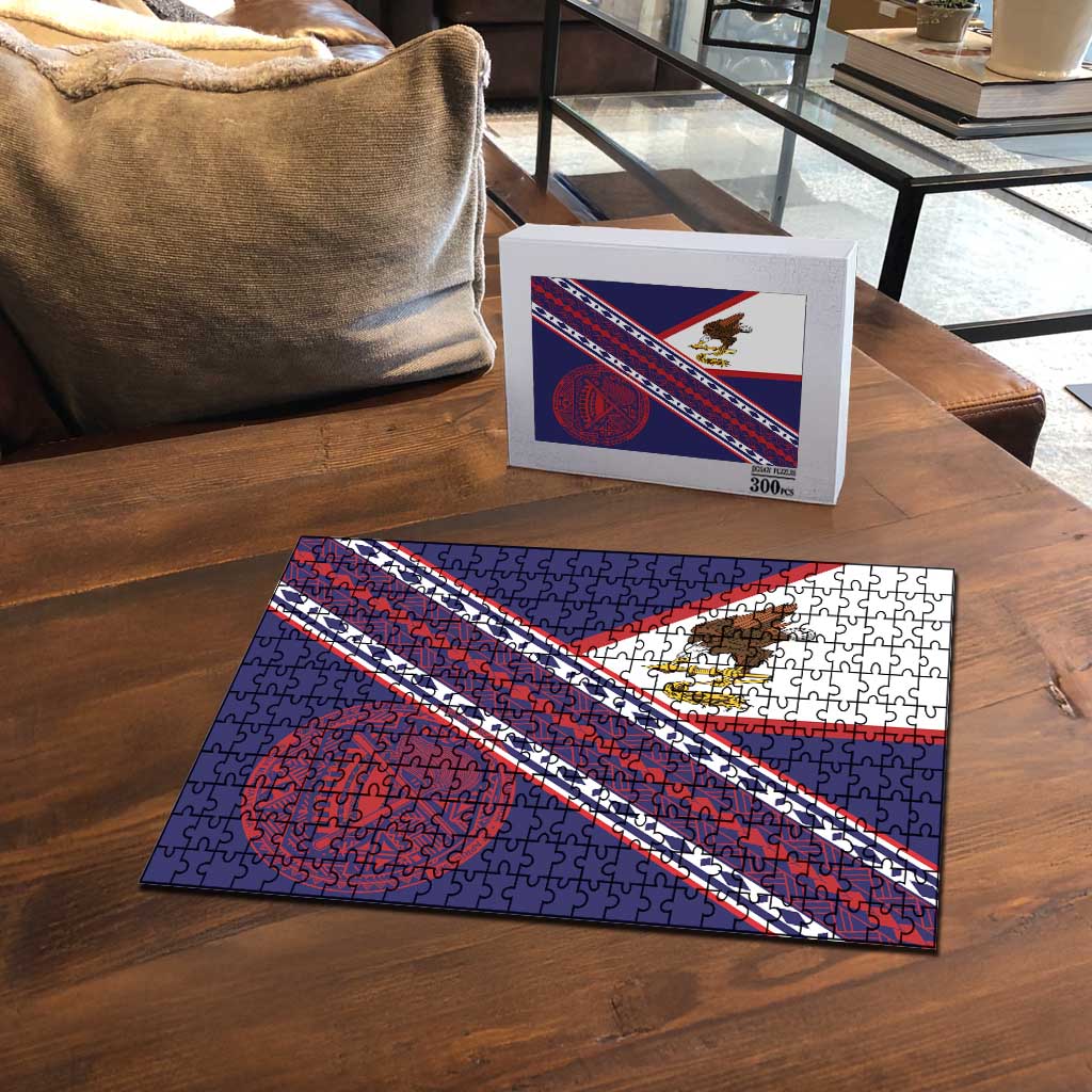American Samoa Flag Day Puzzle Polynesian Tribal Tattoo Eagle Art