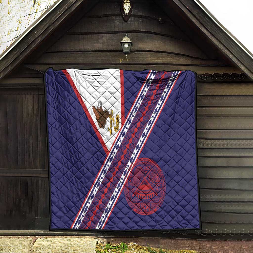 American Samoa Flag Day Quilt Polynesian Tribal Tattoo Eagle Art