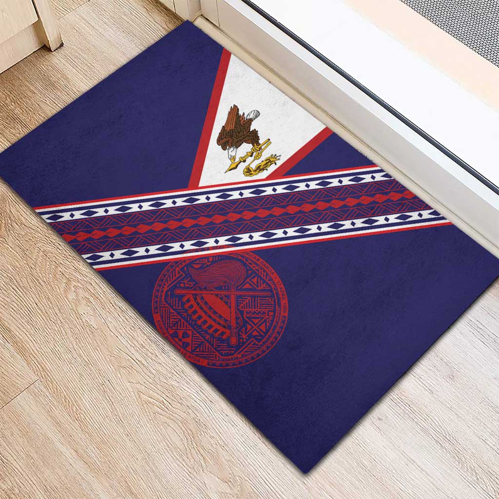 American Samoa Flag Day Rubber Doormat Polynesian Tribal Tattoo Eagle Art