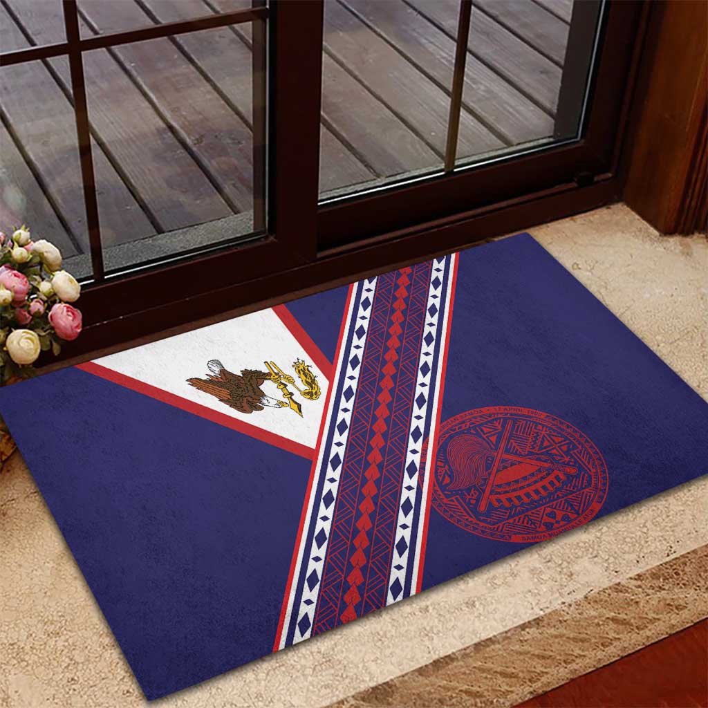 American Samoa Flag Day Rubber Doormat Polynesian Tribal Tattoo Eagle Art