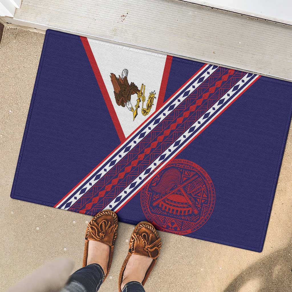 American Samoa Flag Day Rubber Doormat Polynesian Tribal Tattoo Eagle Art