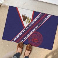 American Samoa Flag Day Rubber Doormat Polynesian Tribal Tattoo Eagle Art