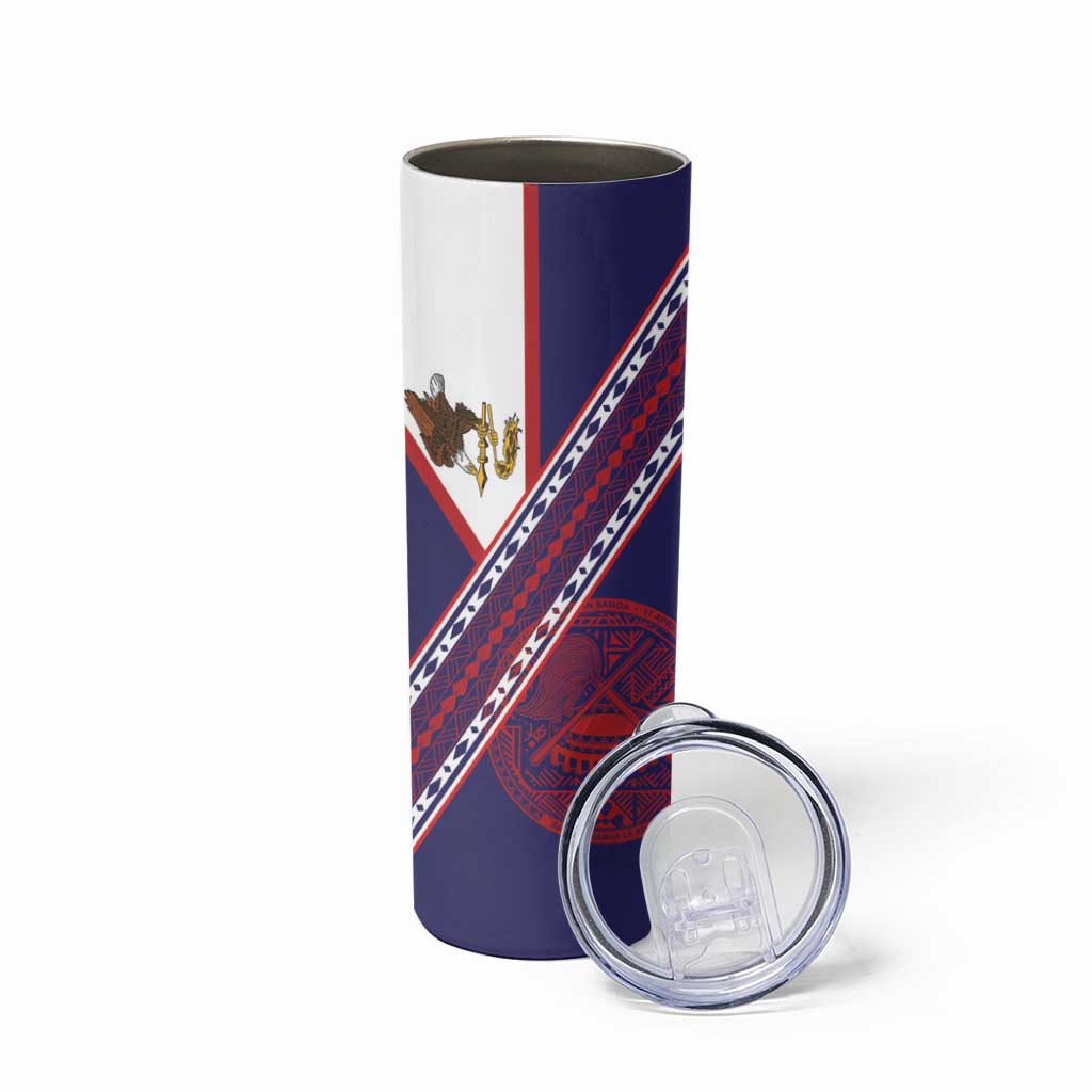American Samoa Flag Day Skinny Tumbler Polynesian Tribal Tattoo Eagle Art