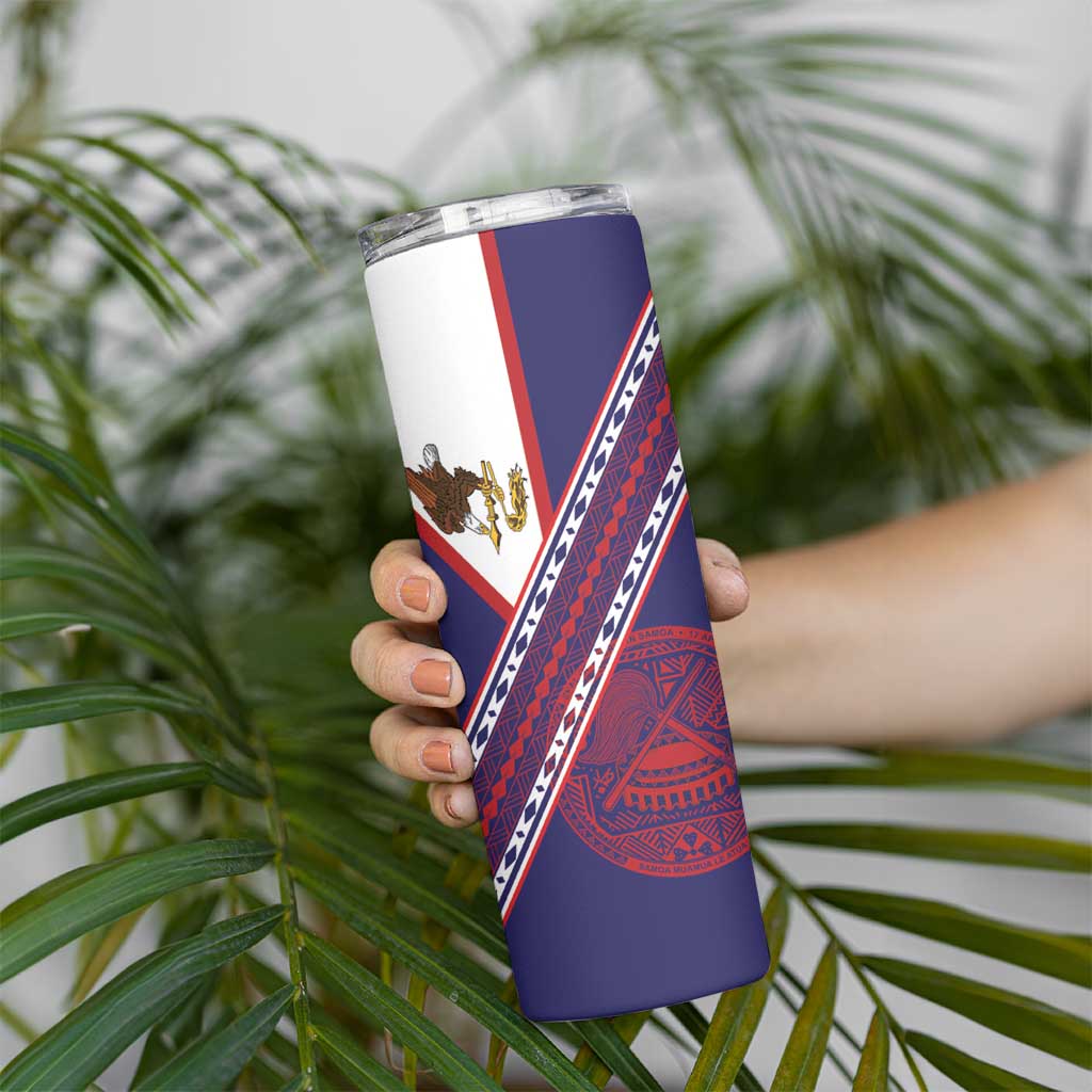 American Samoa Flag Day Skinny Tumbler Polynesian Tribal Tattoo Eagle Art