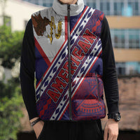 American Samoa Flag Day Sleeveless Puffer Jacket Polynesian Tribal Tattoo Eagle Art