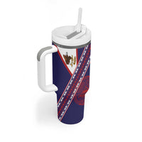American Samoa Flag Day Tumbler With Handle Polynesian Tribal Tattoo Eagle Art