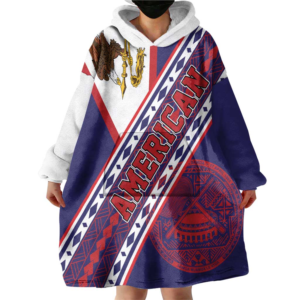 American Samoa Flag Day Wearable Blanket Hoodie Polynesian Tribal Tattoo Eagle Art