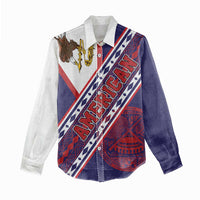 American Samoa Flag Day Women Casual Shirt Polynesian Tribal Tattoo Eagle Art