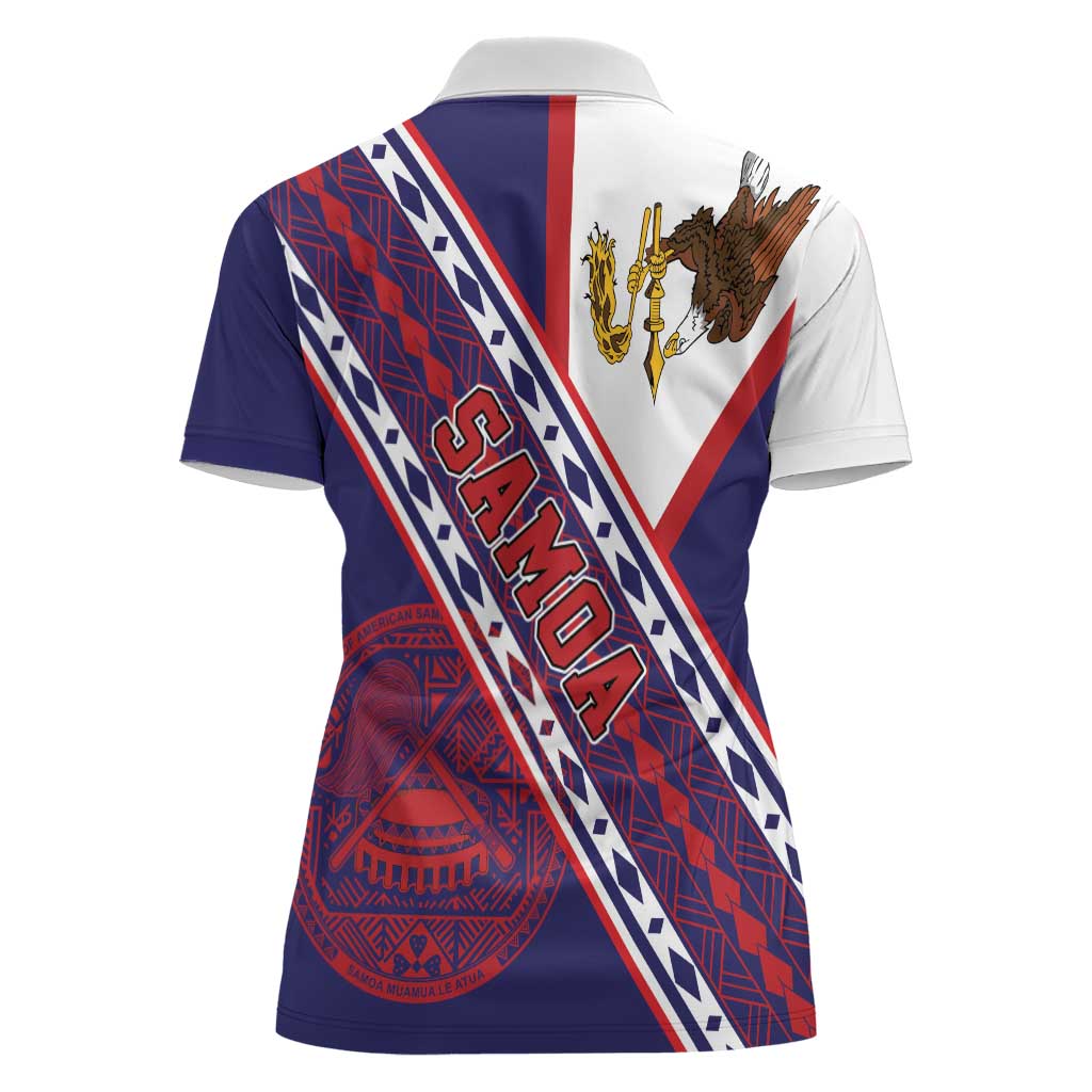 American Samoa Flag Day Women Polo Shirt Polynesian Tribal Tattoo Eagle Art