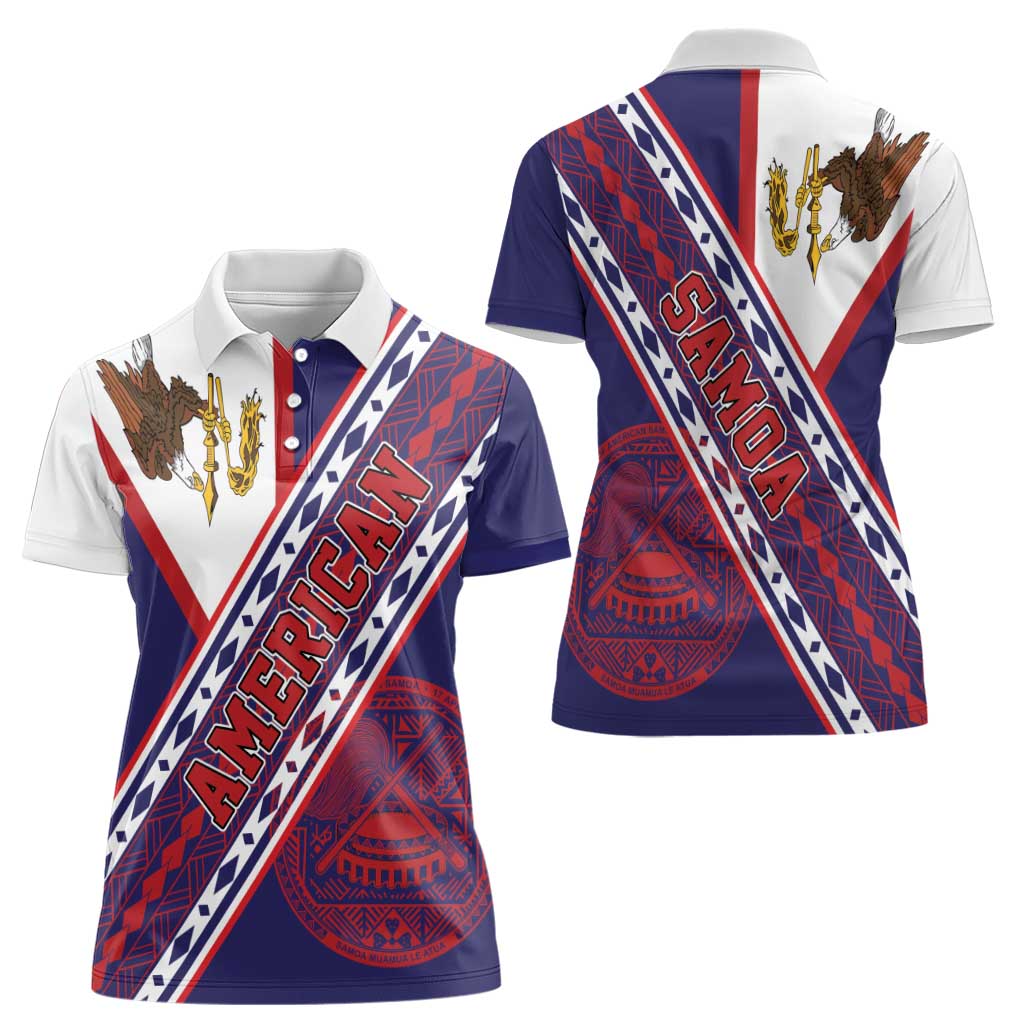 American Samoa Flag Day Women Polo Shirt Polynesian Tribal Tattoo Eagle Art