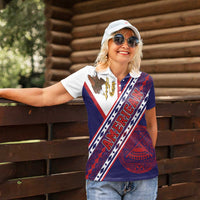 American Samoa Flag Day Women Polo Shirt Polynesian Tribal Tattoo Eagle Art