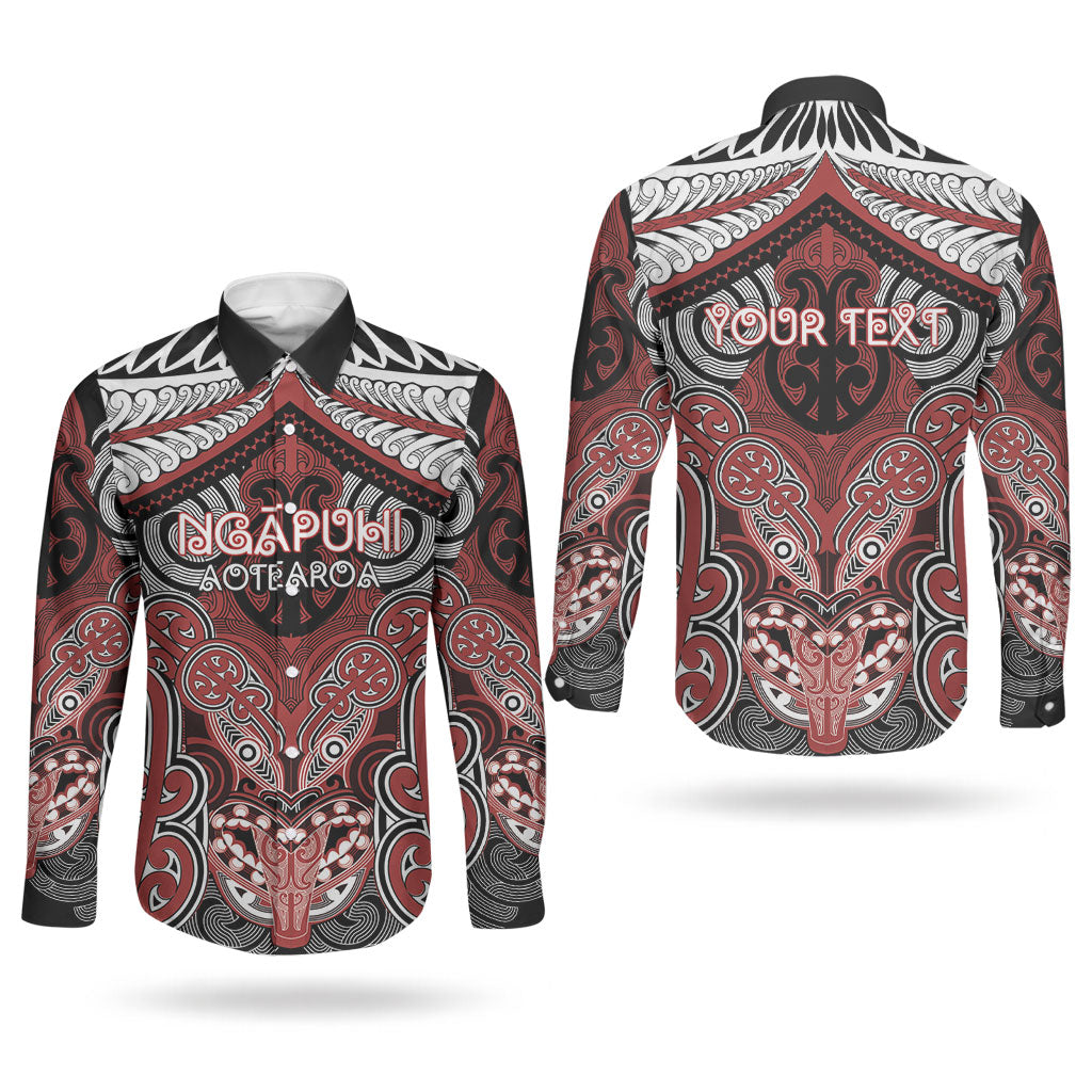 Aotearoa Iwi Ngapuhi Personalised Couples Matching Mermaid Dress and Long Sleeve Button Shirt Maori Kowhaiwhai Pattern