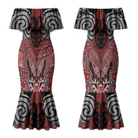 Aotearoa Iwi Ngapuhi Personalised Couples Matching Mermaid Dress and Long Sleeve Button Shirt Maori Kowhaiwhai Pattern