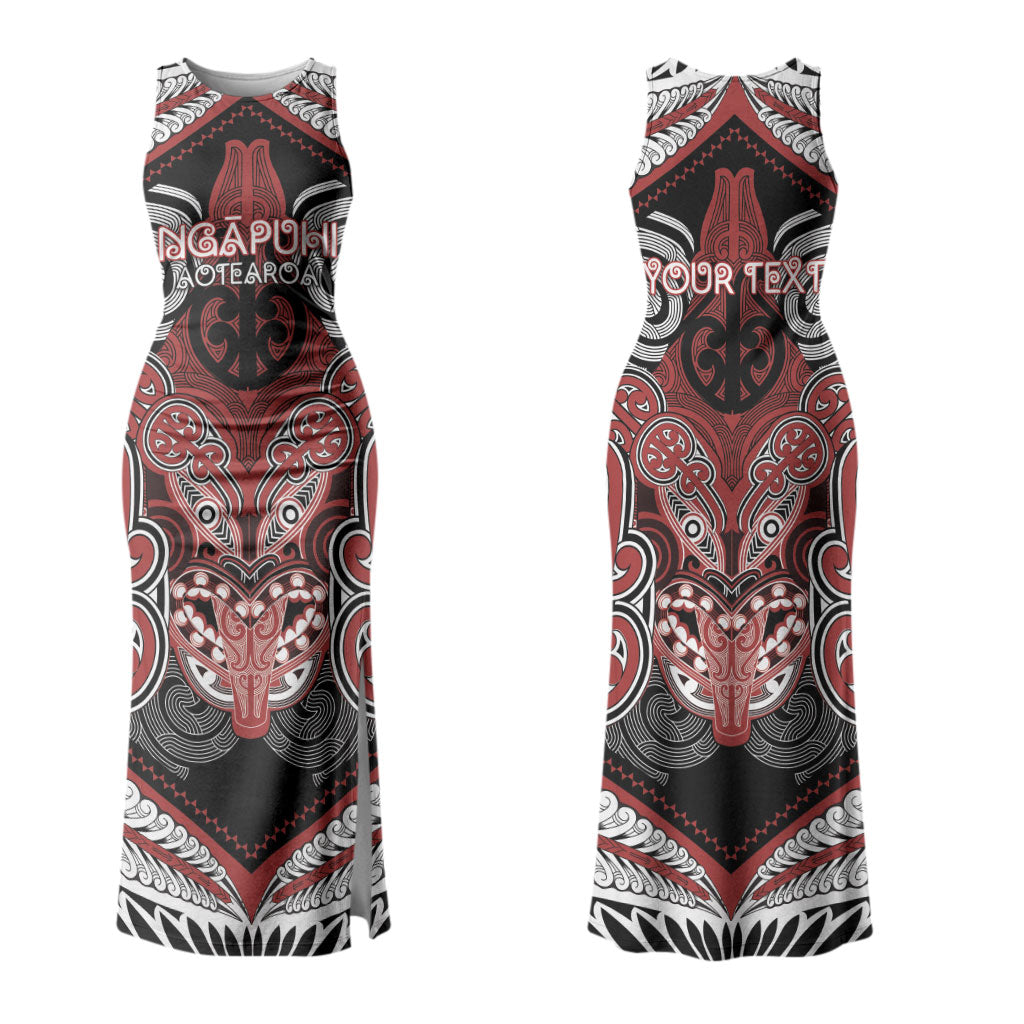 Aotearoa Iwi Ngapuhi Personalised Couples Matching Tank Maxi Dress and Long Sleeve Button Shirt Maori Kowhaiwhai Pattern