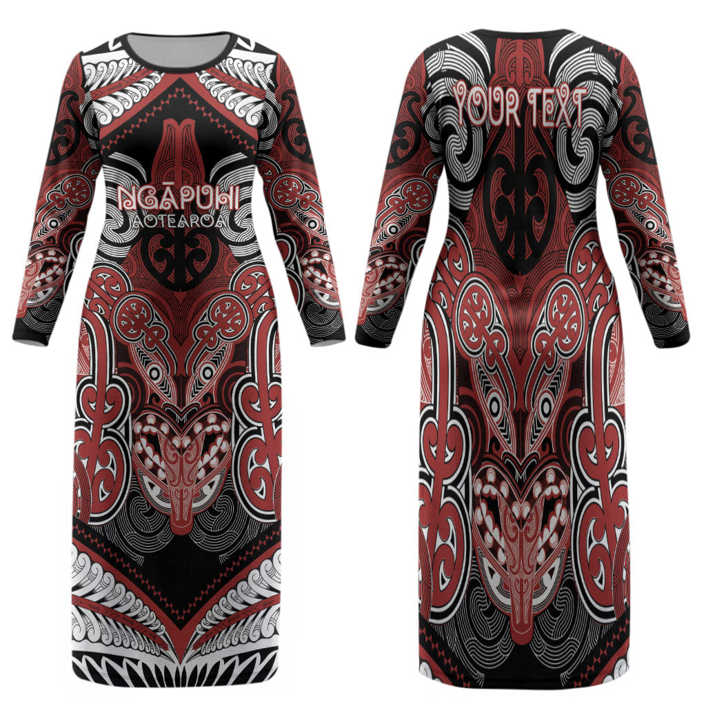 Aotearoa Iwi Ngapuhi Personalised Family Matching Long Sleeve Bodycon Dress and Hawaiian Shirt Maori Kowhaiwhai Pattern
