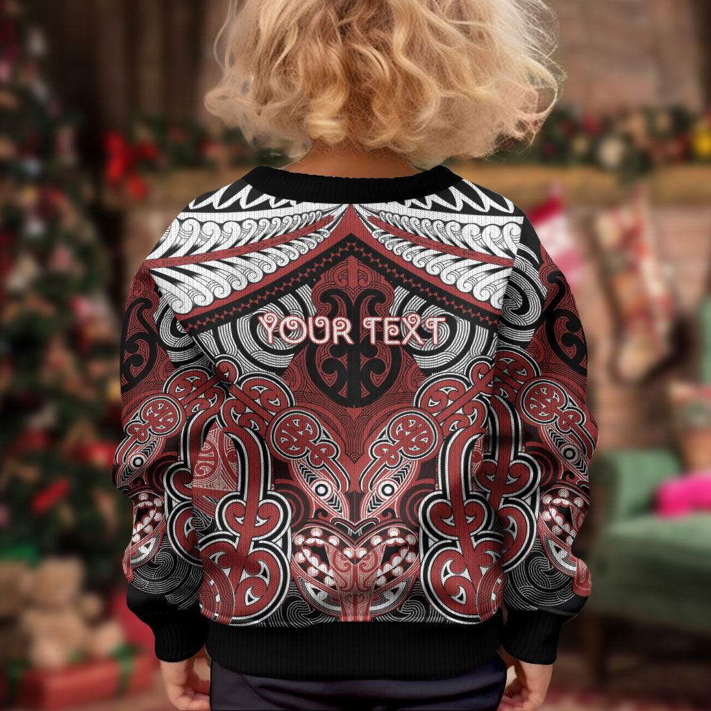 Aotearoa Iwi Ngapuhi Personalised Kid Ugly Christmas Sweater Maori Kowhaiwhai Pattern