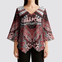 Aotearoa Iwi Ngapuhi Personalised Kimono Sleeve Blouse Maori Kowhaiwhai Pattern