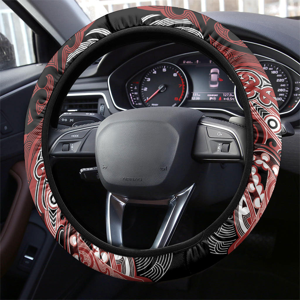 Aotearoa Iwi Ngapuhi Steering Wheel Cover Maori Kowhaiwhai Pattern