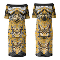 Aotearoa Iwi Ngati Whatua Personalised Couples Matching Puletasi and Long Sleeve Button Shirt Maori Kowhaiwhai Pattern