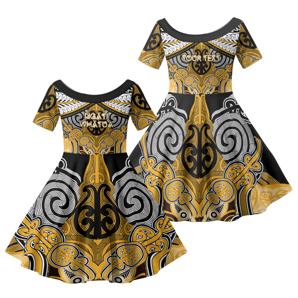 Aotearoa Iwi Ngati Whatua Personalised Family Matching Long Sleeve Bodycon Dress and Hawaiian Shirt Maori Kowhaiwhai Pattern