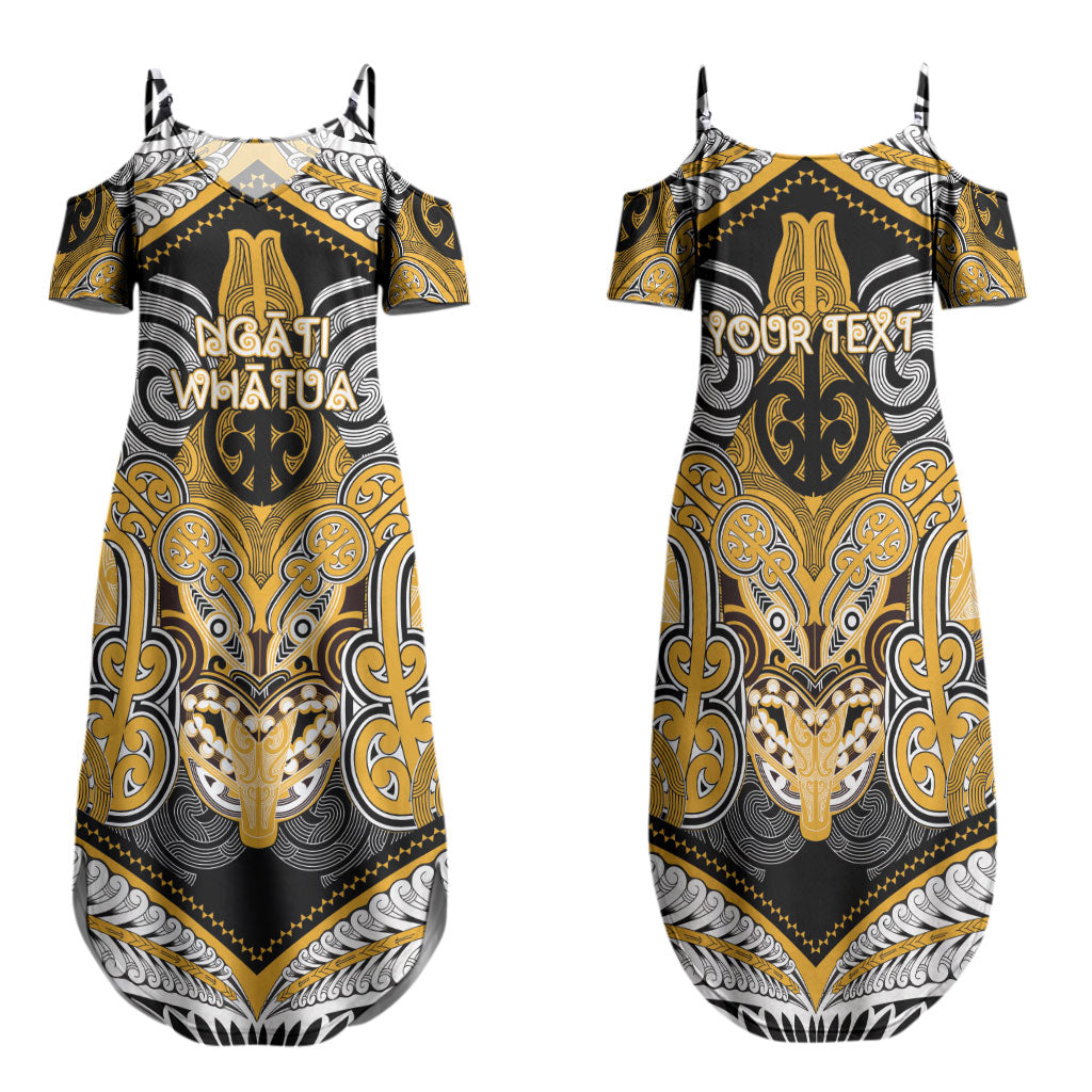 Aotearoa Iwi Ngati Whatua Personalised Family Matching Summer Maxi Dress and Hawaiian Shirt Maori Kowhaiwhai Pattern