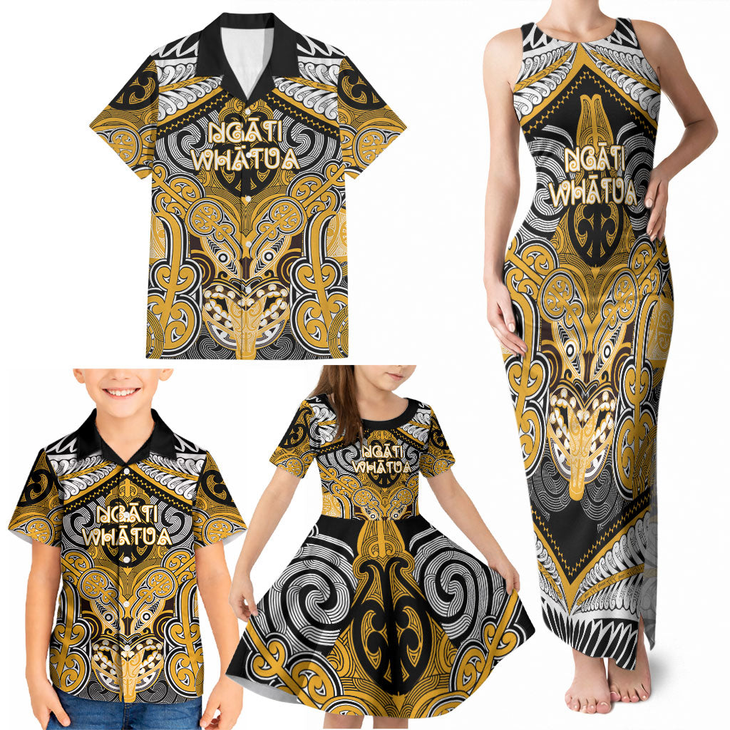 Aotearoa Iwi Ngati Whatua Personalised Family Matching Tank Maxi Dress and Hawaiian Shirt Maori Kowhaiwhai Pattern
