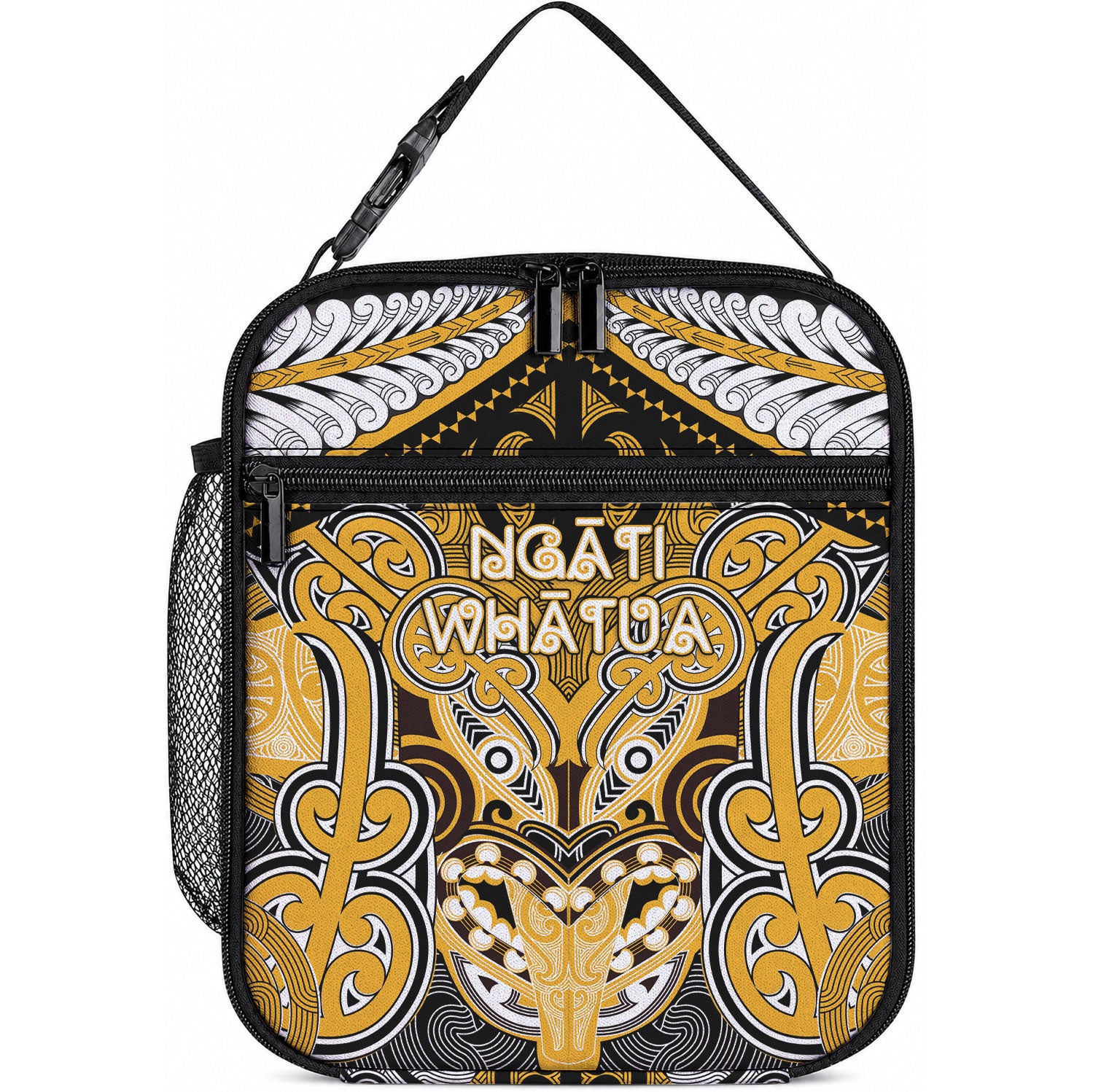 Aotearoa Iwi Ngati Whatua Lunch Bag Maori Kowhaiwhai Pattern LT19 10.2 × 8.3 × 4.3 inch Yellow - Polynesian Pride