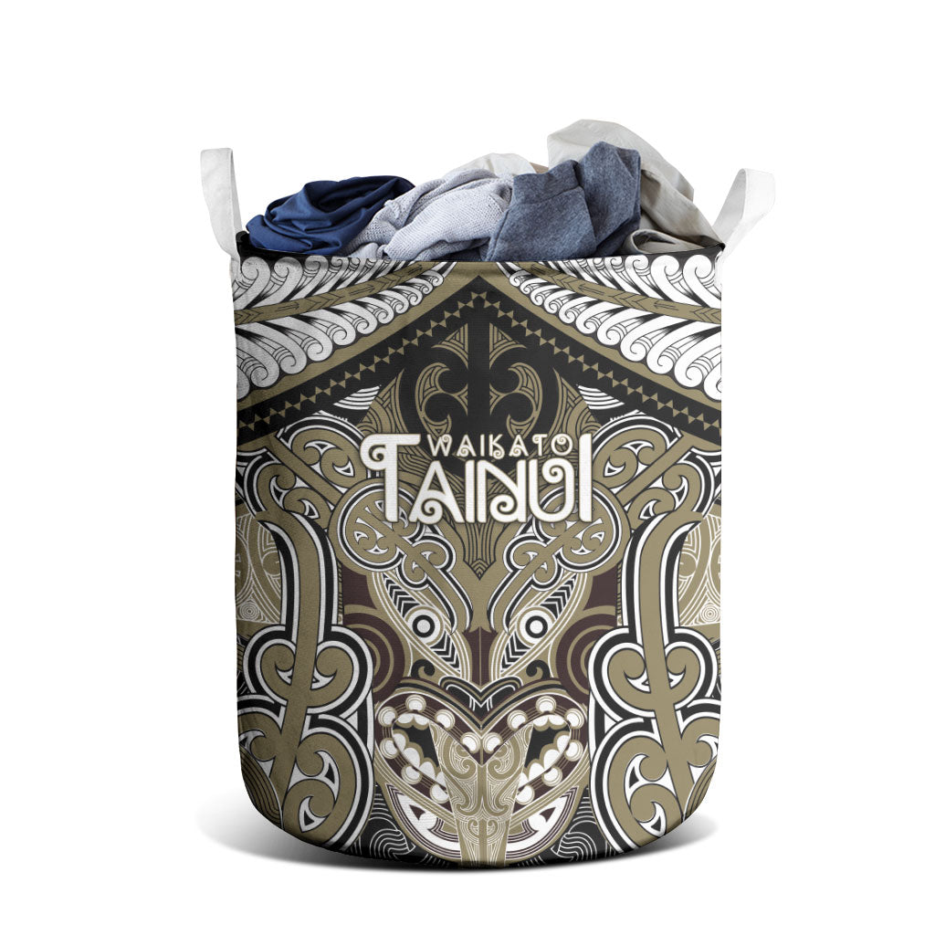 Aotearoa Iwi Waikato Tainui Laundry Basket Maori Kowhaiwhai Pattern