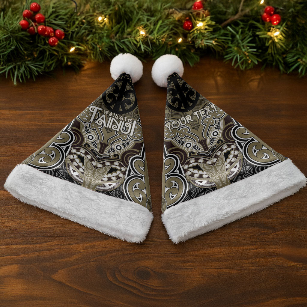 Aotearoa Iwi Waikato Tainui Personalised Christmas Santa Hat Maori Kowhaiwhai Pattern