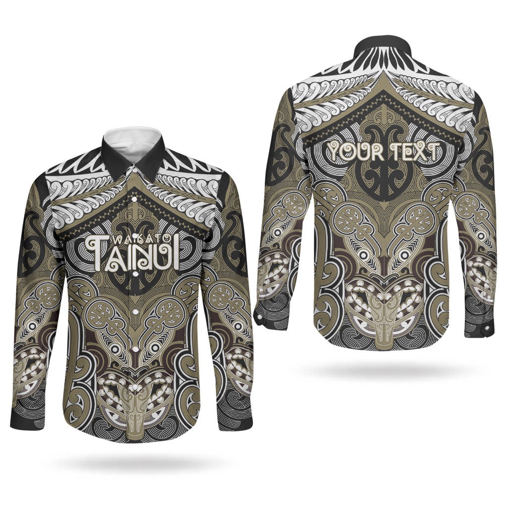Aotearoa Iwi Waikato Tainui Personalised Couples Matching Mermaid Dress and Long Sleeve Button Shirt Maori Kowhaiwhai Pattern