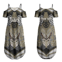 Aotearoa Iwi Waikato Tainui Personalised Couples Matching Summer Maxi Dress and Hawaiian Shirt Maori Kowhaiwhai Pattern