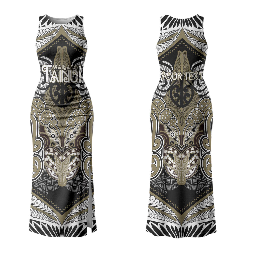 Aotearoa Iwi Waikato Tainui Personalised Family Matching Tank Maxi Dress and Hawaiian Shirt Maori Kowhaiwhai Pattern
