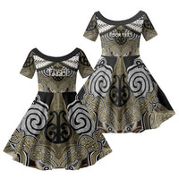 Aotearoa Iwi Waikato Tainui Personalised Family Matching Tank Maxi Dress and Hawaiian Shirt Maori Kowhaiwhai Pattern
